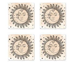 Sun and Moon Mystical Coaster Set Of Four