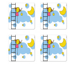 Girl Ladder with Star Coaster Set Of Four