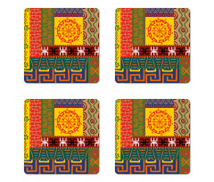 Primitive Tribal Coaster Set Of Four