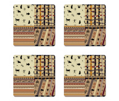 Primitive Native Animals Coaster Set Of Four