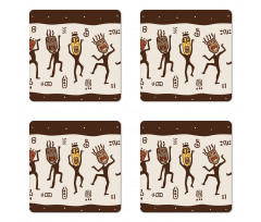 Cartoon Primitive Native Coaster Set Of Four