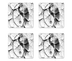 Ying Yang Grunge Display Coaster Set Of Four