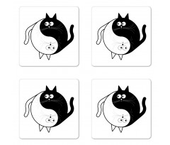 Ying Yang Black White Art Coaster Set Of Four