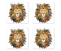 Lion with Flower Coaster Set Of Four