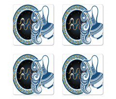 Aquarius Sign Coaster Set Of Four