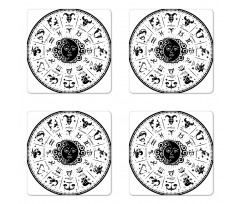 Black White Zodiac Coaster Set Of Four