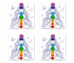 Yoga Meditation Lotus Pose Coaster Set Of Four