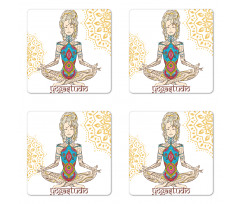 Meditating Girl Mandala Coaster Set Of Four