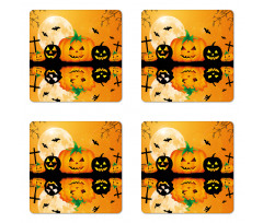 Scary Pumpkin Coaster Set Of Four