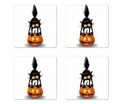 Cartoon Animal on Pumpkin Coaster Set Of Four