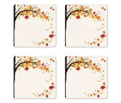 Flying Maple Leaf Seasons Coaster Set Of Four