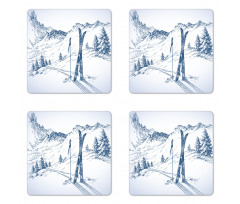 Ski Sport Mountain View Coaster Set Of Four