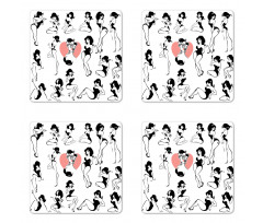 Woman Heart Tattoo Model Coaster Set Of Four