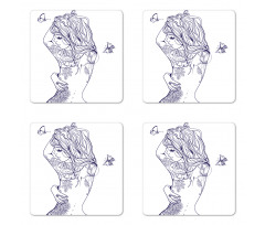 Young Girl with Tattoo Coaster Set Of Four