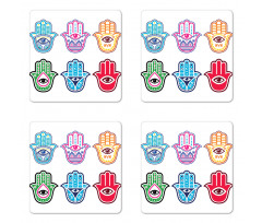 Colorful Hand Third Eye Coaster Set Of Four