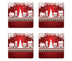 Winter Theme Tree Coaster Set Of Four