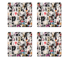 Collage Fashion Modern Coaster Set Of Four