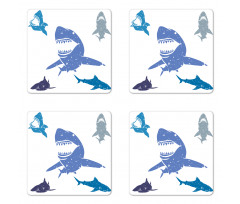 Grunge Sharks Wildlife Coaster Set Of Four