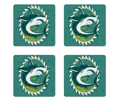 Shark Hunter Marine Art Coaster Set Of Four