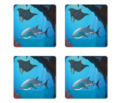 Swimming Shark Ocean Coaster Set Of Four