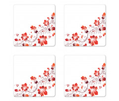 Floral Petal Ornaments Coaster Set Of Four