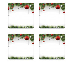 Tree Balls Ornaments Coaster Set Of Four