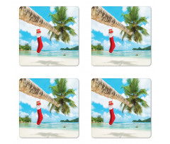 Beach Xmas Stockings Coaster Set Of Four