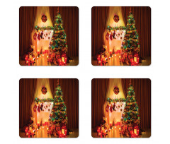 Tree Festive Presents Coaster Set Of Four