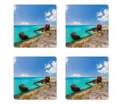 Ship Wreck on Beach Coaster Set Of Four