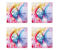 Watercolor Abstract Art Coaster Set Of Four