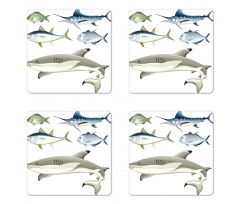 Collage of Aquatic Animal Coaster Set Of Four