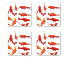 Koi Shoal Chinese Animal Coaster Set Of Four