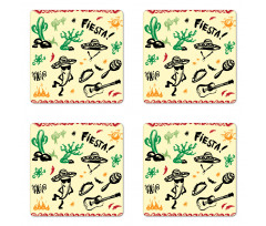 Taco Fiesta Guitar Coaster Set Of Four