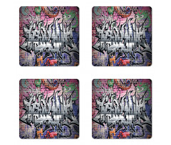 Graffiti Grunge Wall Art Coaster Set Of Four