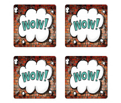 Words Cracked Brick Wall Coaster Set Of Four