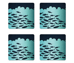 Surreal Ocean Life Theme Coaster Set Of Four