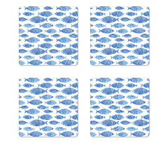 Watercolor Blue Patterns Coaster Set Of Four