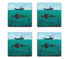 Fishing on Boat Nautical Coaster Set Of Four