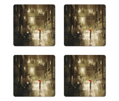 Romantic View Rainy Day Coaster Set Of Four