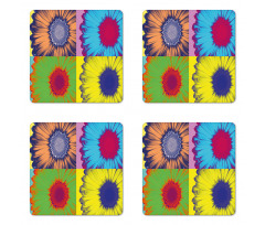 Daisy Flower Collage Coaster Set Of Four