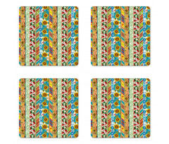 Patchwork Style Spring Coaster Set Of Four