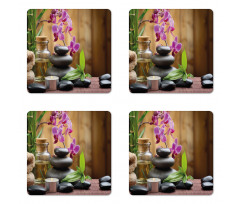 Warm Stones and Flowers Coaster Set Of Four