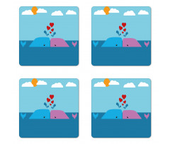 Lover Whales in Ocean Coaster Set Of Four