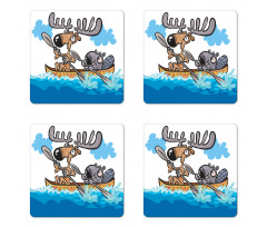 Native Animals Cartoon Coaster Set Of Four