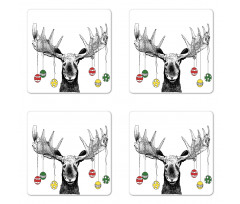 Sketchy Noel Ornament Coaster Set Of Four