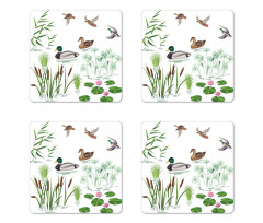 Lake Animals Plants Coaster Set Of Four