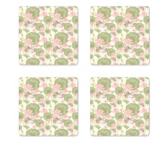 Lotus Flower Pond Lily Coaster Set Of Four