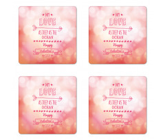 Pink Love Story Coaster Set Of Four