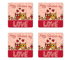 Owls Love Heart Coaster Set Of Four