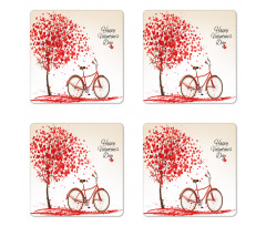 Heart Tree Bike Coaster Set Of Four